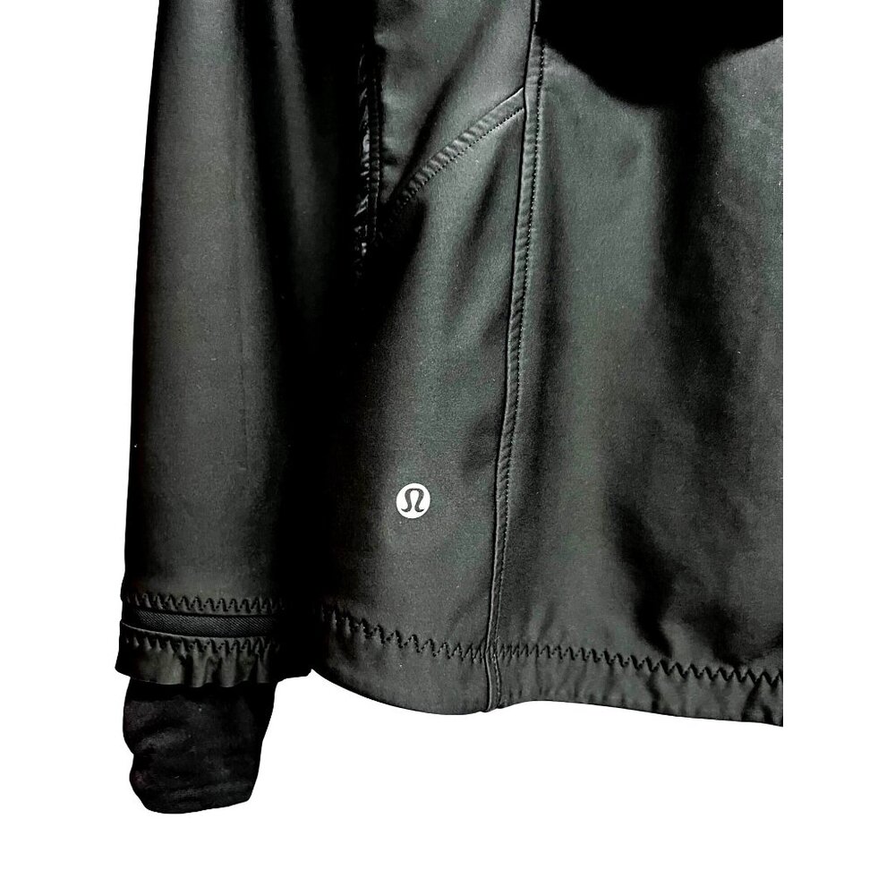 Lululemon Wind Runner Softshell Zip Up Black Athletic Jacket Pockets Sz 6 Logo - Picture 6 of 12